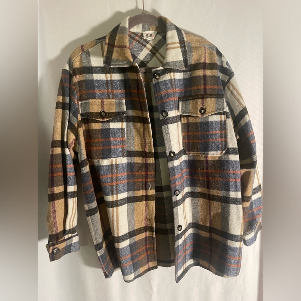Neutral button up shacket